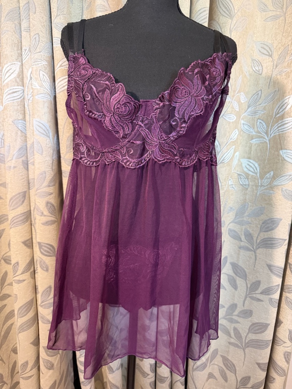 Dreamgirl Deep Purple Lace Chemise and Panty